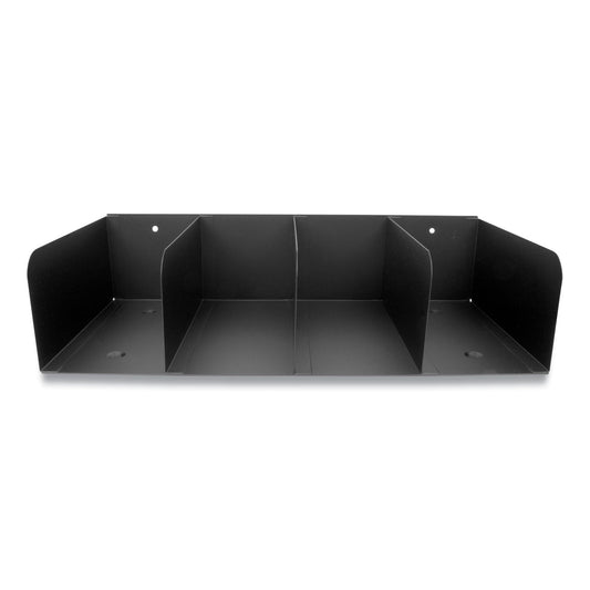 CONTROLTEK Trays, 4 Compartments, 16 x 8 x 4, Heavy Gauge Steel, Black