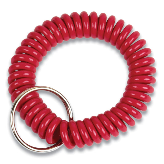 CONTROLTEK Wrist Key Coil Key Organizers, Red, 12/Pack