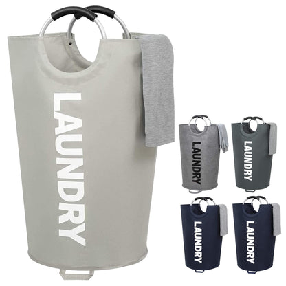 115L X Large Laundry Basket with Handle Light Gray Tall Collapsible Fabric Hamper College Dorm Bathroom Essential Portable Washing Bin Dirty Clothes Storage Large Basket Bin