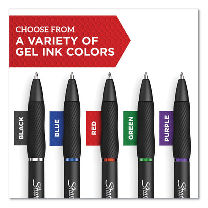 Sharpie S-Gel High-Performance Gel Pen, Retractable, Bold 1 mm, Blue Ink, Black Barrel, 36/Pack