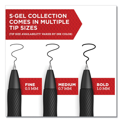 Sharpie S-Gel High-Performance Gel Pen, Retractable, Bold 1 mm, Blue Ink, Black Barrel, 36/Pack