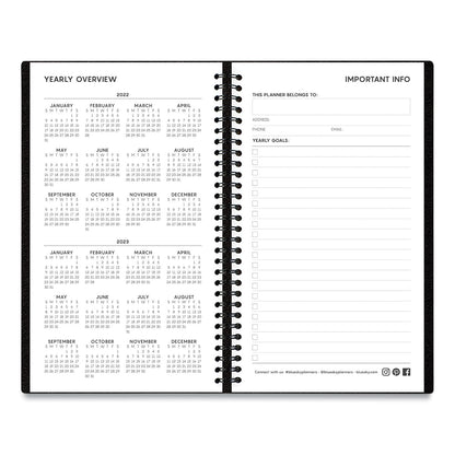 Blue Sky Aligned Weekly Contacts Planner, 6 x 3.5, Black Cover, 12-Month (Jan to Dec): 2023