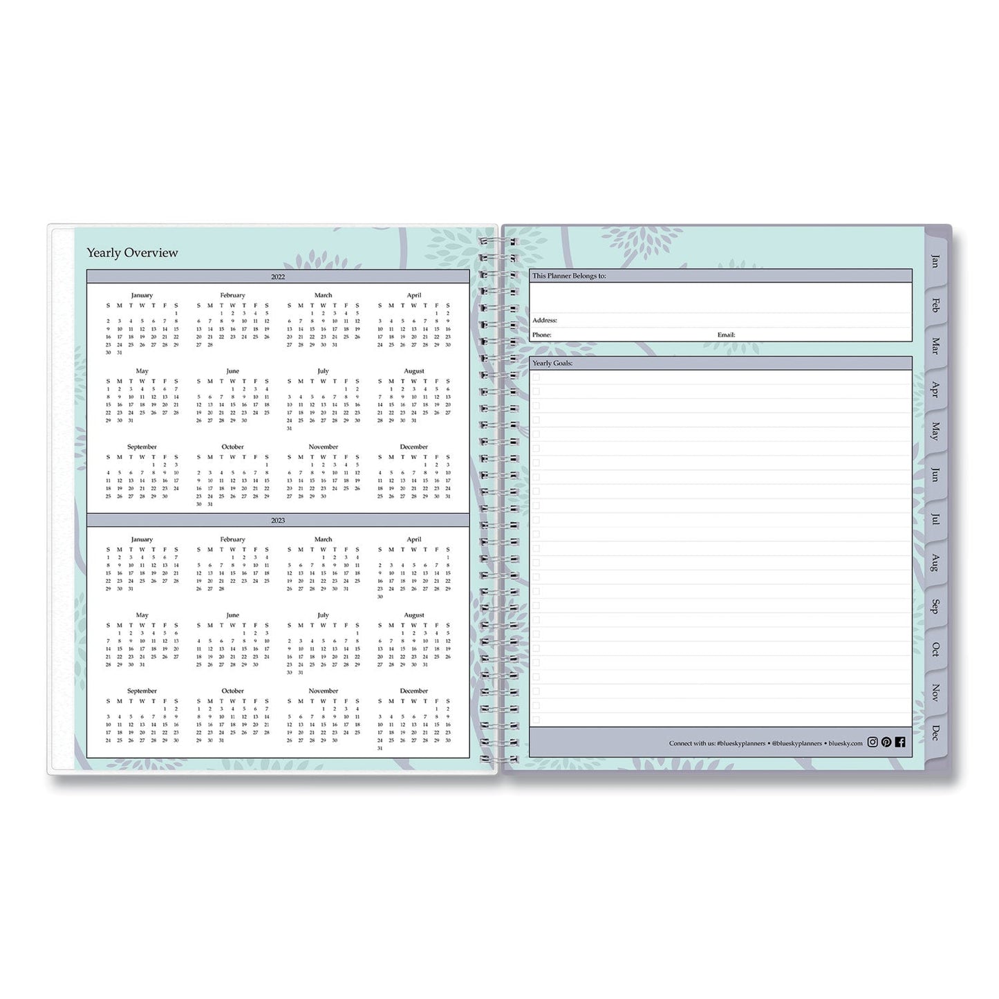 Blue Sky Rue Du Flore Weekly/Monthly Planner, Rue Du Flore Artwork, 11 x 8.5, Jade/Lavender Cover, 12-Month (Jan to Dec): 2023