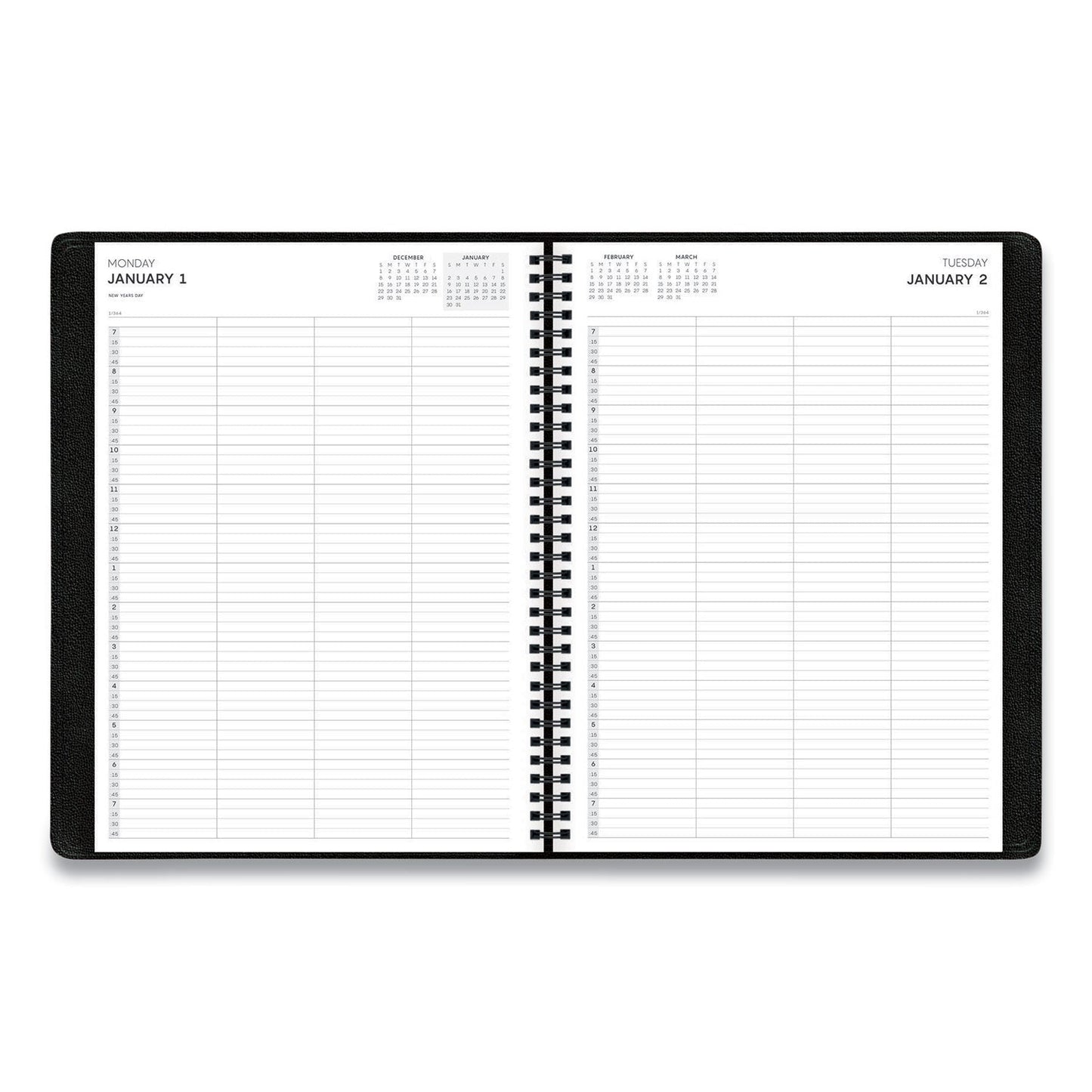 Blue Sky Aligned Daily Four-Person Appointment Planner, 11 x 8, Black Cover, 12-Month (Jan to Dec): 2023