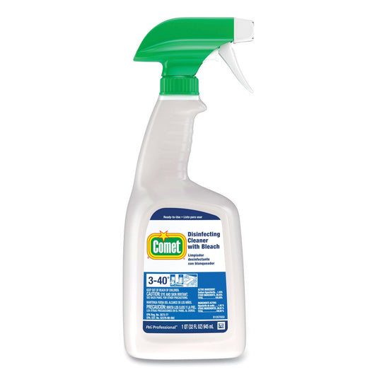 Comet Disinfecting Cleaner with Bleach, 32 oz, Plastic Spray Bottle, Fresh Scent