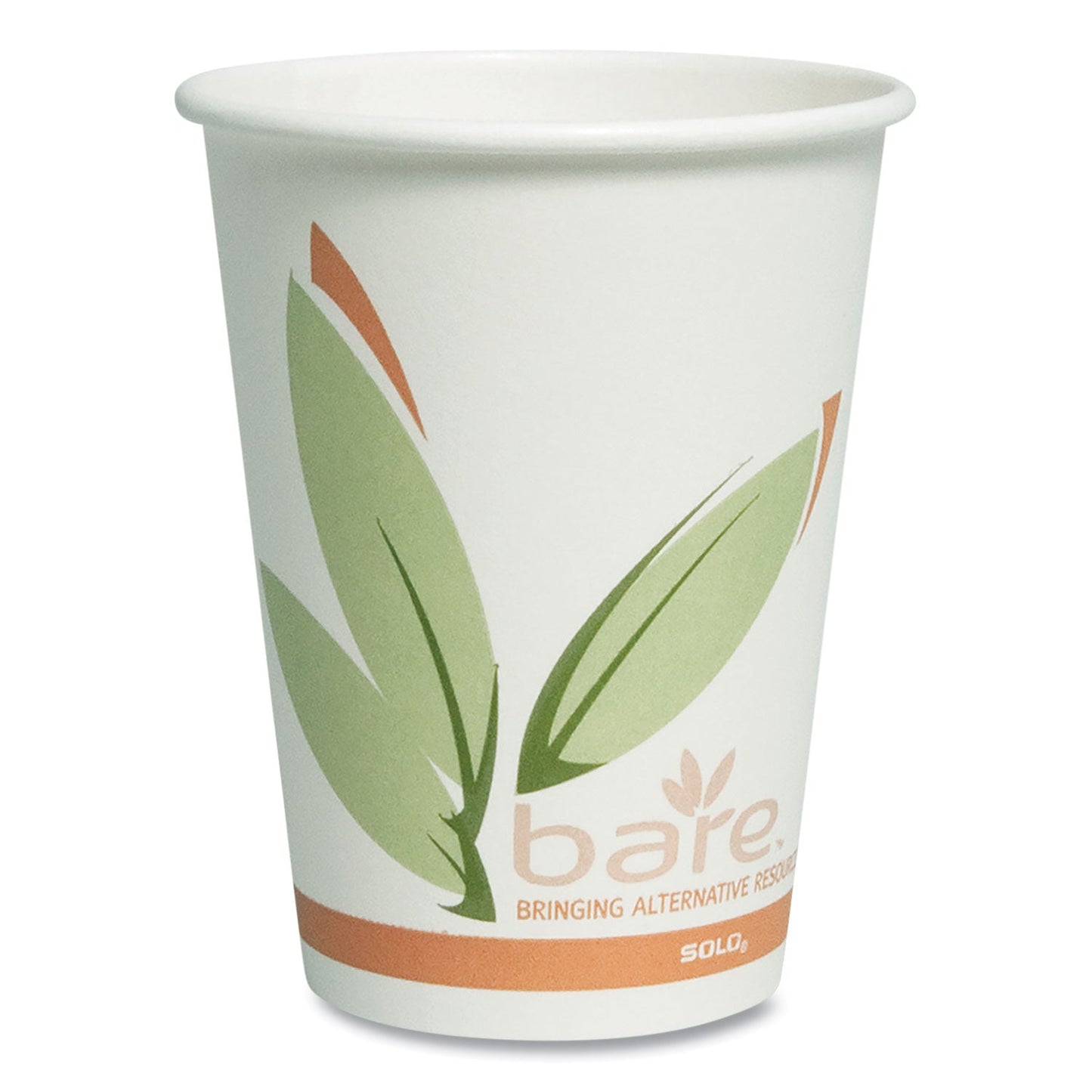 Dart Bare by Solo Eco-Forward Recycled Content PCF Paper Hot Cups, 12 oz, Green/White/Beige, 1,000/Carton