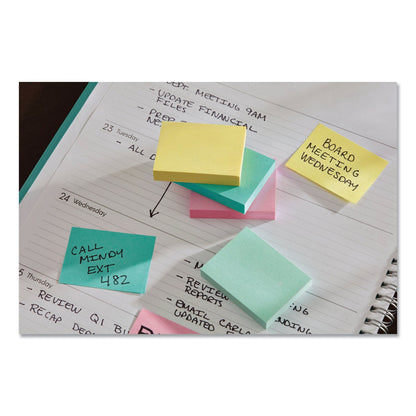 Post-it Original Pads in Beachside Cafe Collection Colors, 1.38" x 1.88", 100 Sheets/Pad, 12 Pads/Pack