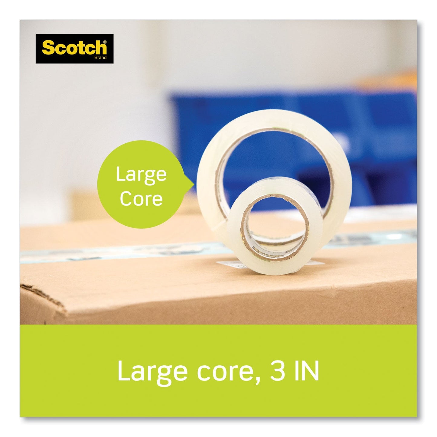 Scotch Sure Start Packaging Tape with Dispenser, 3" Core, 1.88" x 38.2 yds, Clear