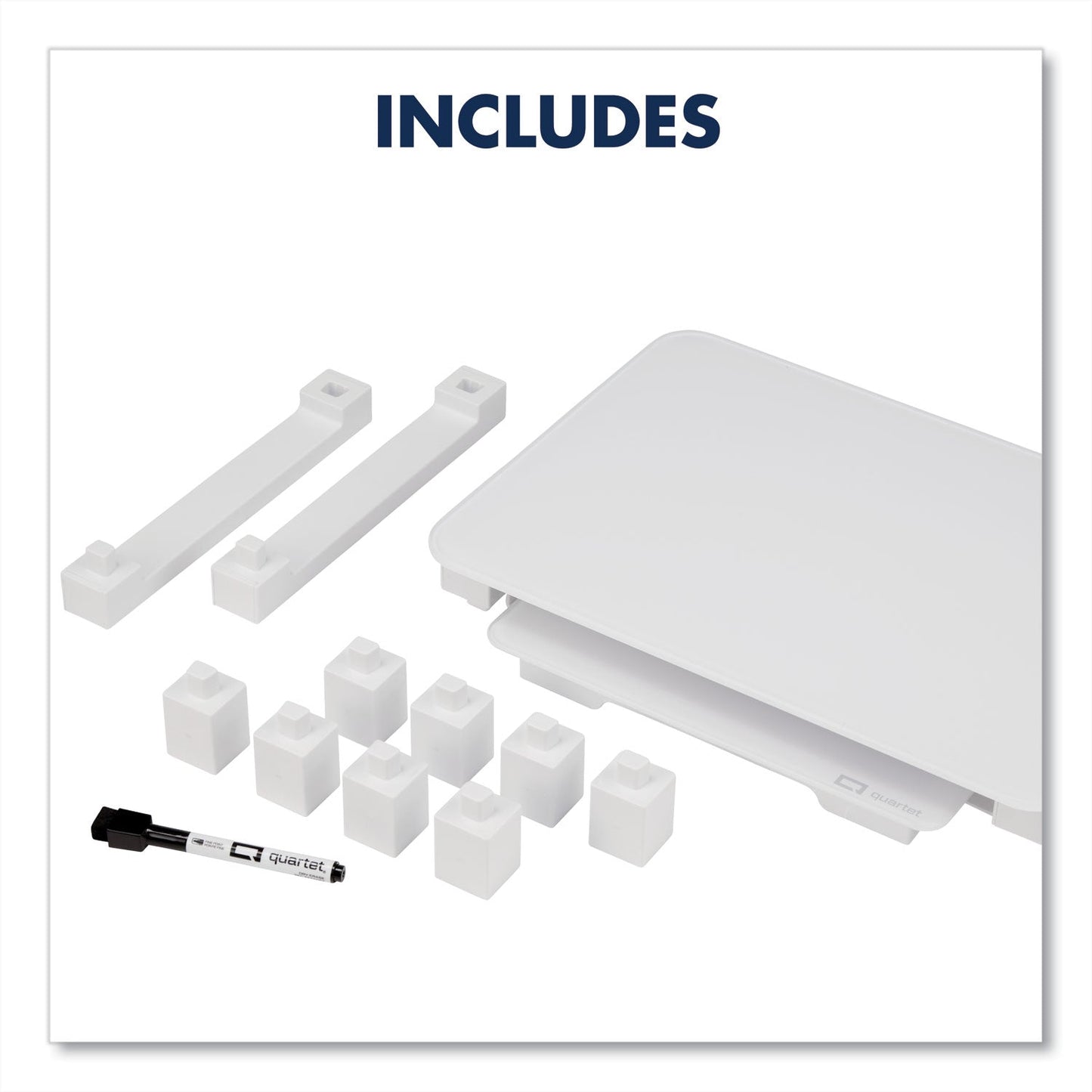 Quartet Adjustable Height Desktop Glass Monitor Riser with Dry-Erase Board, 14 x 10.25 x 2.5 to 5.25, White, Supports 100 lb