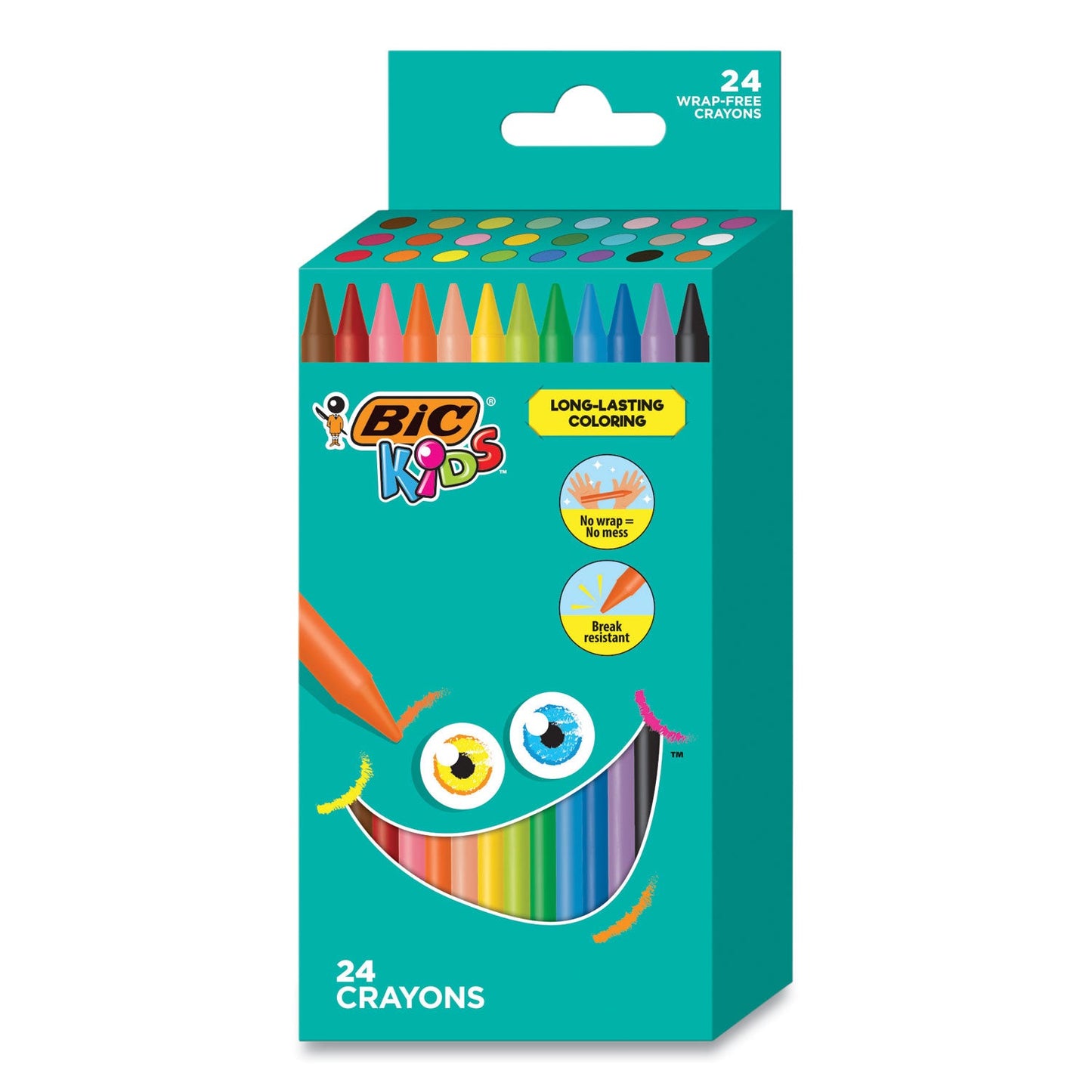 BIC Kids Coloring Crayons, 24 Assorted Colors, 24/Pack