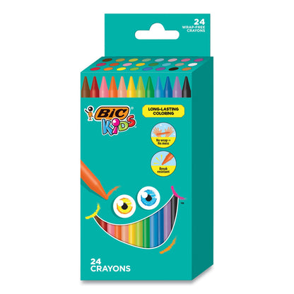 BIC Kids Coloring Crayons, 24 Assorted Colors, 24/Pack