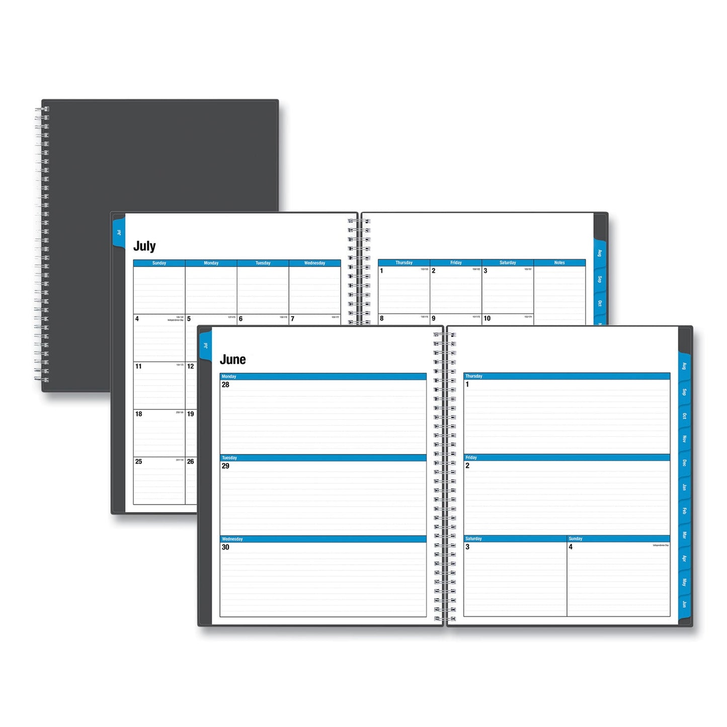 Blue Sky Collegiate Academic Year Weekly/Monthly Planner, 11 x 8.5, Charcoal Cover, 12-Month (July to June): 2022 to 2023
