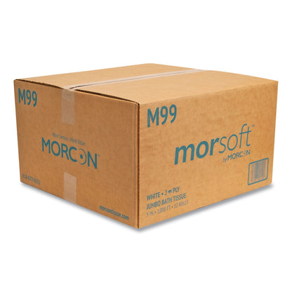 Morcon Tissue Jumbo Bath Tissue, Septic Safe, 2-Ply, White, 3.3" x 1,000 ft, 12/Carton