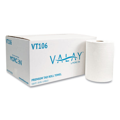 Morcon Tissue 10 Inch TAD Roll Towels, 1-Ply, 10" x 550 ft, White, 6 Rolls/Carton
