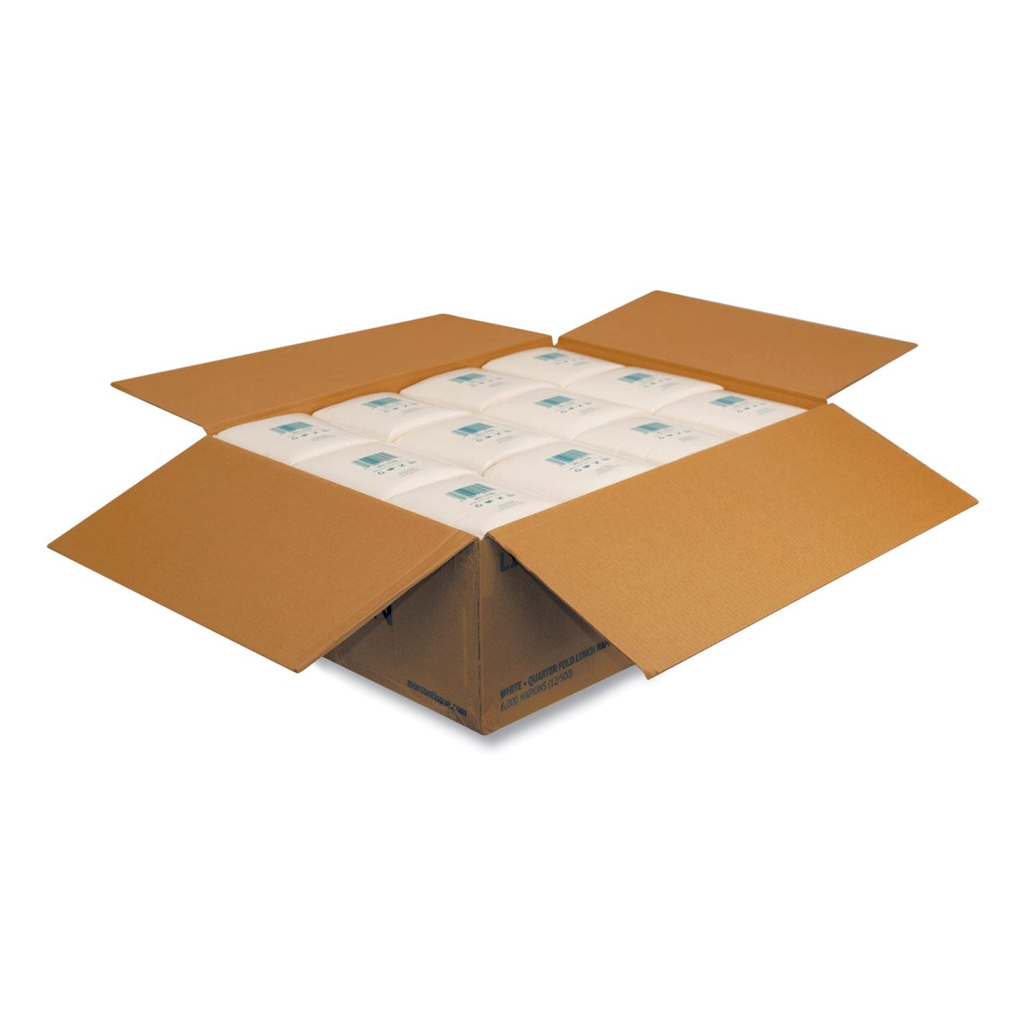 Morcon Tissue Morsoft 1/4 Fold Lunch Napkins, 1 Ply, 11.8" x 11.8", White, 6,000/Carton