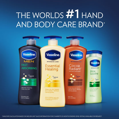 Vaseline Intensive Care Essential Healing Body Lotion, 3.4 oz Squeeze Tube, 12/Carton