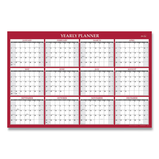 Blue Sky Classic Red Laminated Erasable Wall Calendar, Classic Red Artwork, 48 x 32, White/Red/Gray Sheets, 12-Month (Jan-Dec): 2023