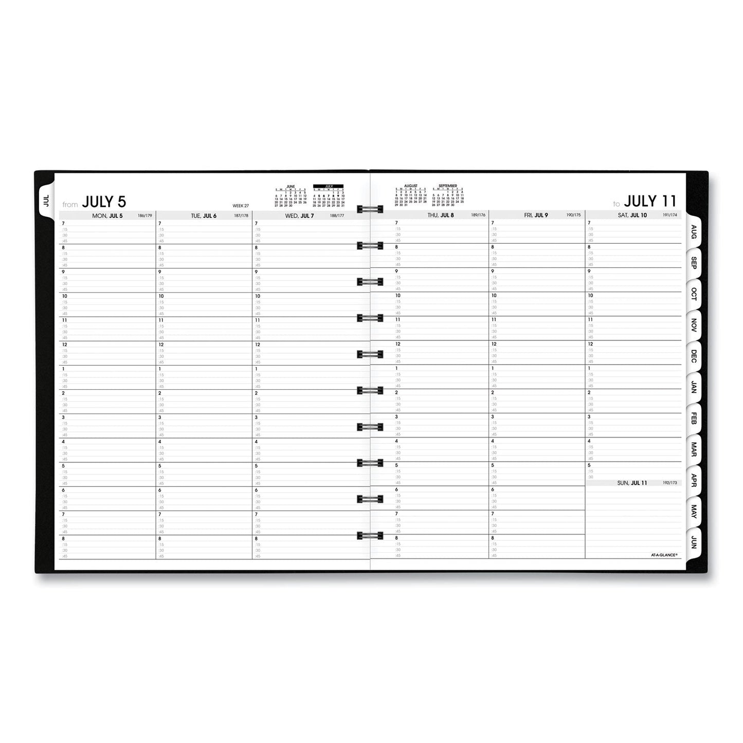 AT-A-GLANCE Move-A-Page Academic Weekly/Monthly Planners, 11 x 9, Black Cover, 12-Month (July to June): 2022 to 2023