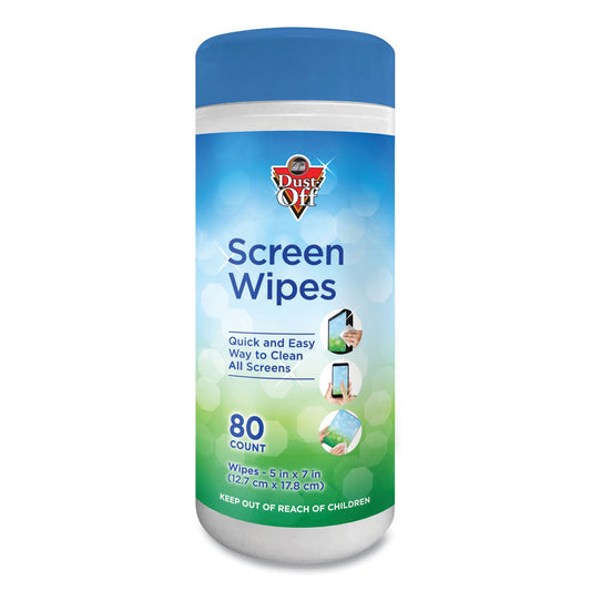 Dust-Off Premoistened Monitor Cleaning Wipes, Cloth, 5 x 7, 80/Tub