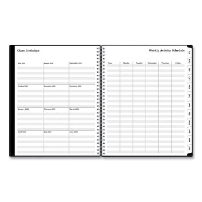 Blue Sky Solid Black Teacher's Weekly/Monthly Lesson Planner, Two-Page Spread (Nine Classes), 11 x 8.5, Black Cover, 2022 to 2023