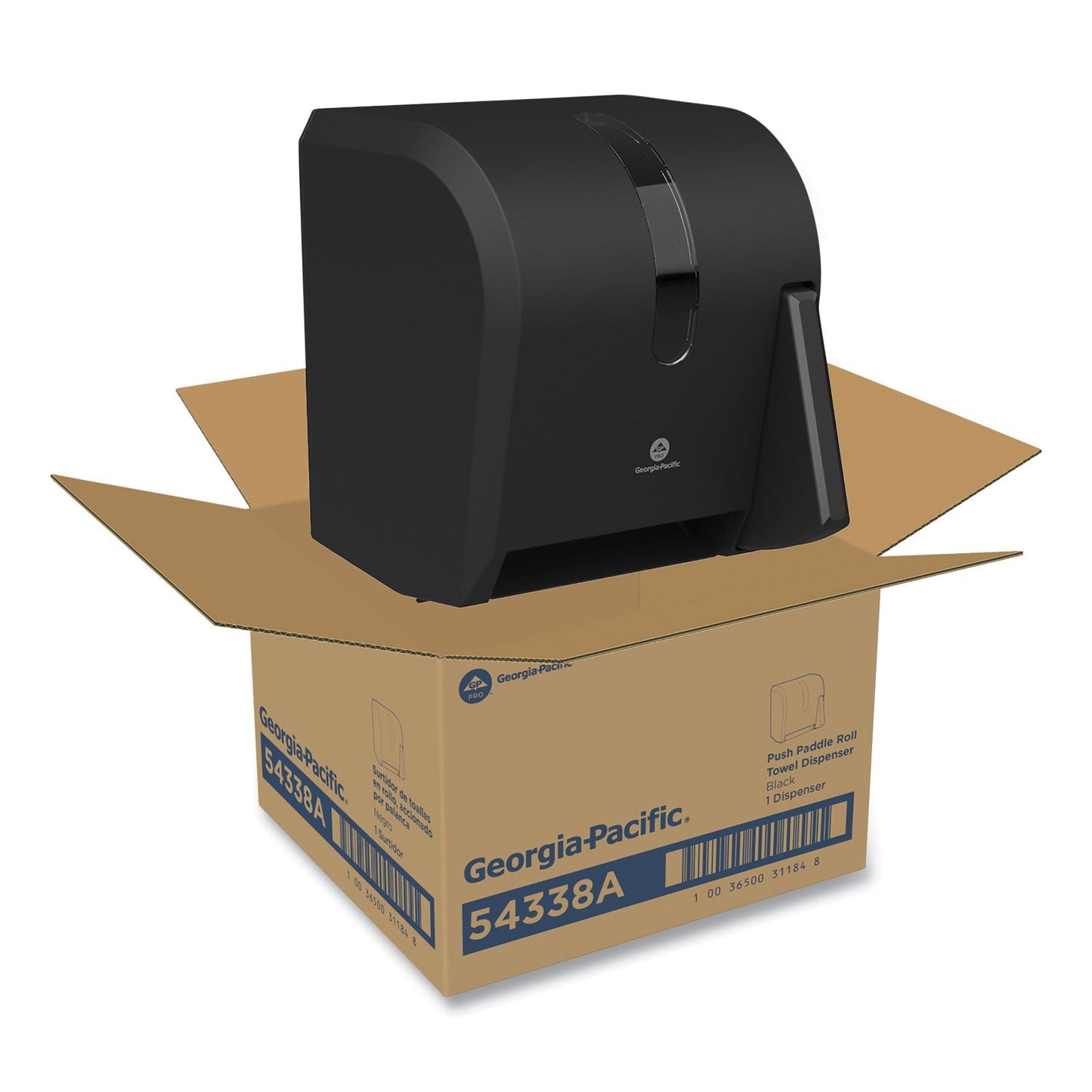 Georgia Pacific Hygienic Push-Paddle Roll Towel Dispenser, 13 x 10 x 14.4, Black