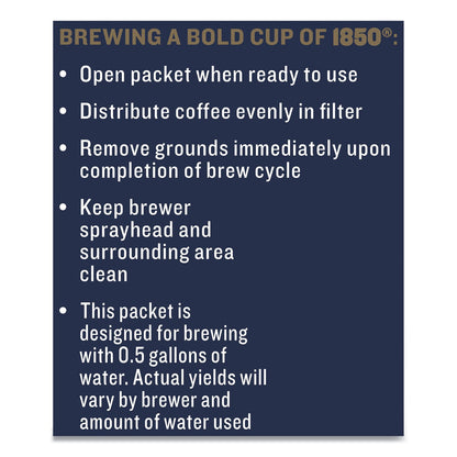 1850 Coffee Fraction Packs, Black Gold, Dark Roast, 2.5 oz Pack, 24 Packs/Carton