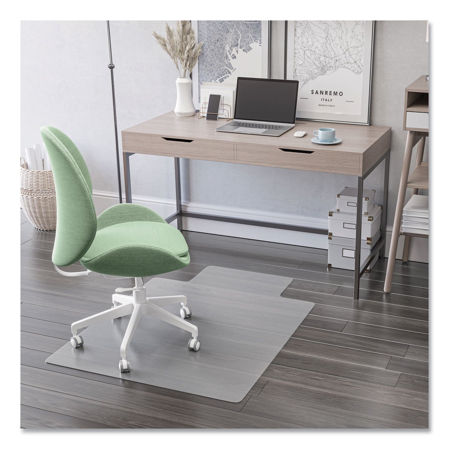deflecto Antimicrobial Chair Mat, Rectangular, 48 x 36, Clear