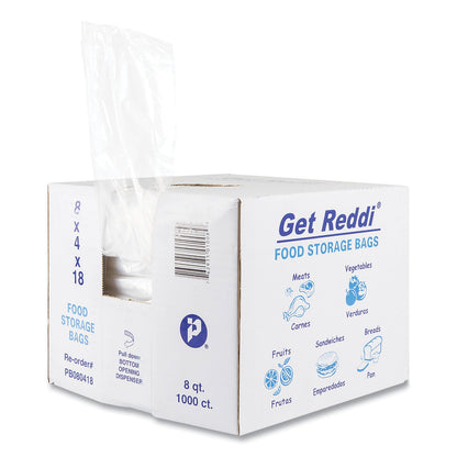 Inteplast Group Food Bags, 8 qt, 0.85 mil, 8" x 18", Clear, 1,000/Carton