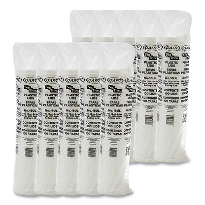 Dart Plastic Lids, Fits 12 oz to 24 oz Hot/Cold Foam Cups, Sip-Thru Lid, White, 100/Pack, 10 Packs/Carton