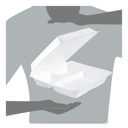 Dart Foam Hinged Lid Containers, 3-Compartment, 9.25 x 9.5 x 3, White, 200/Carton