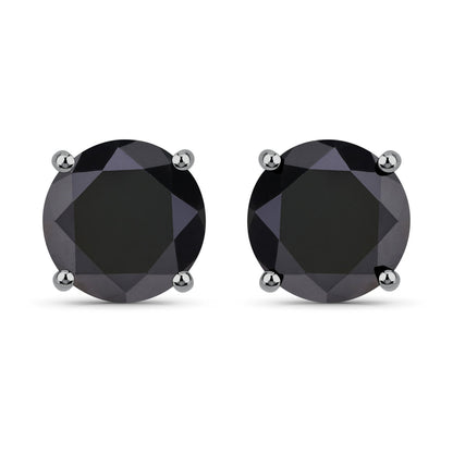 4.91 Carat Genuine Black Diamond 14K White Gold Earrings