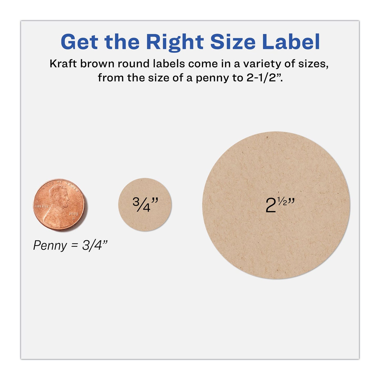 Avery Round Brown Kraft Print-to-the-Edge Labels, 2.5" dia, 225/PK
