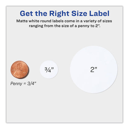 Avery Printable Self-Adhesive Permanent ID Labels w/Sure Feed, 0.75" dia, White 800/PK