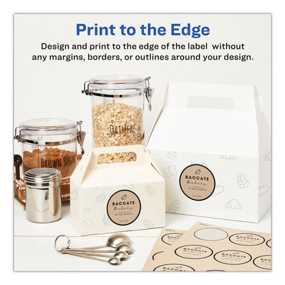 Avery Round Brown Kraft Print-to-the-Edge Labels, 2.5" dia, 225/PK