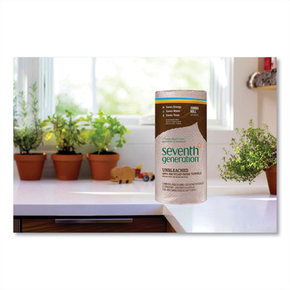 Seventh Generation Natural Unbleached 100% Recycled Paper Kitchen Towel Rolls, 2-Ply, 11 x 9, 120 Sheets/Roll