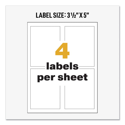 Avery UltraDuty GHS Chemical Waterproof and UV Resistant Labels, 3.5 x 5, White, 4/Sheet, 50 Sheets/Box