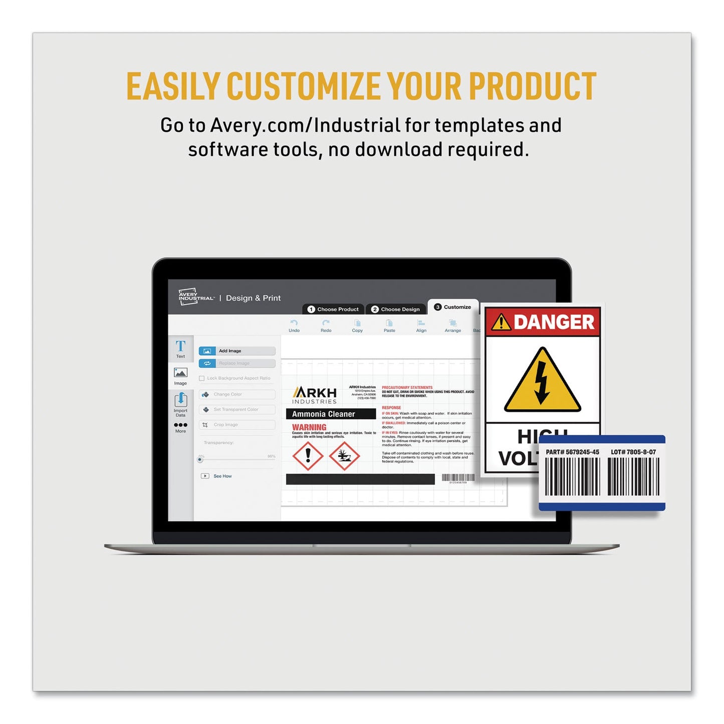 Avery UltraDuty GHS Chemical Waterproof and UV Resistant Labels, 2 x 2, White, 12/Sheet, 50 Sheets/Box