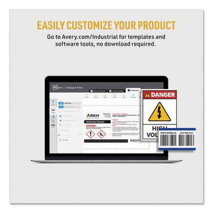 Avery UltraDuty GHS Chemical Waterproof and UV Resistant Labels, 2 x 2, White, 12/Sheet, 50 Sheets/Box