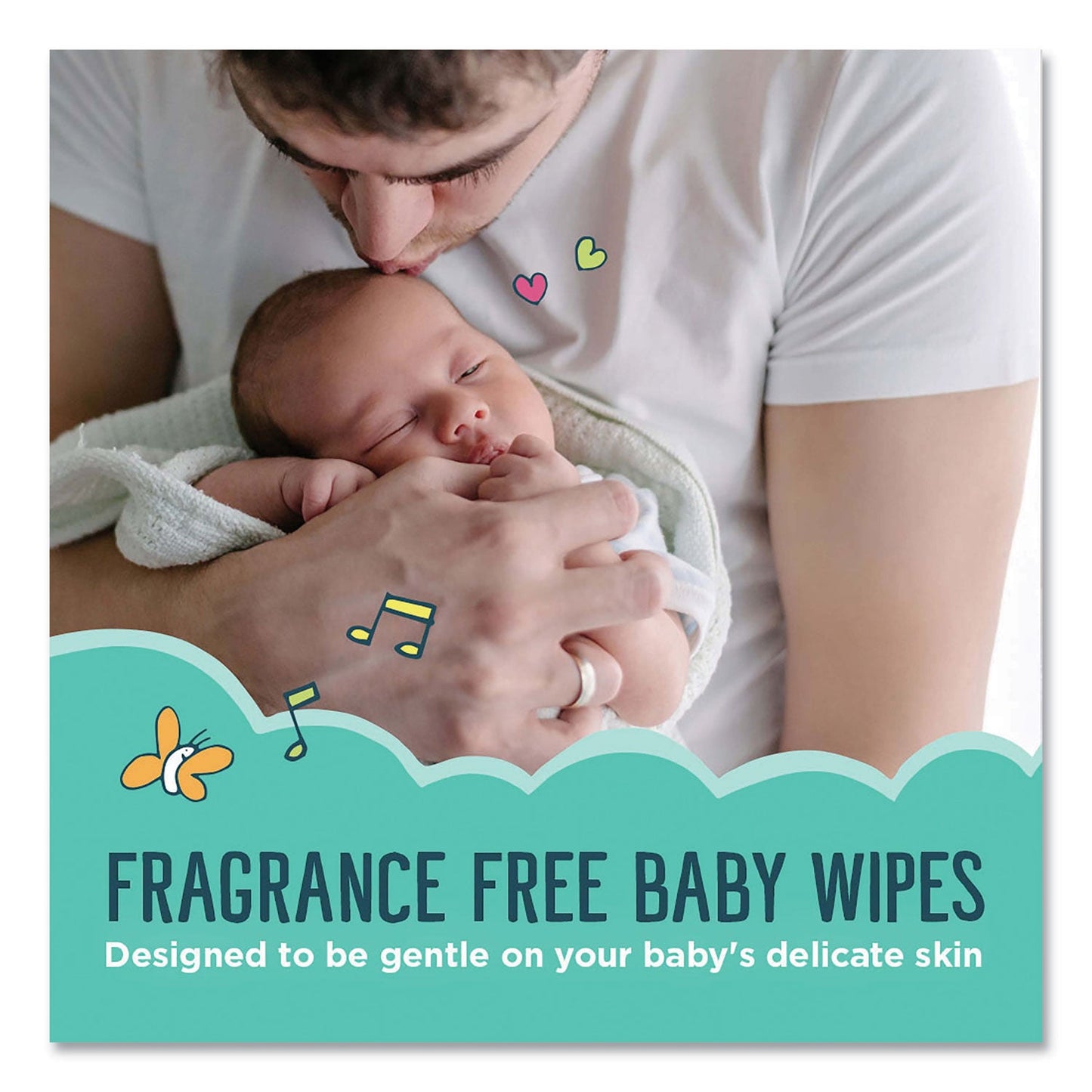 Seventh Generation Free and Clear Baby Wipes, 7 x 7, Unscented, White, 64/Flip-Top Pack