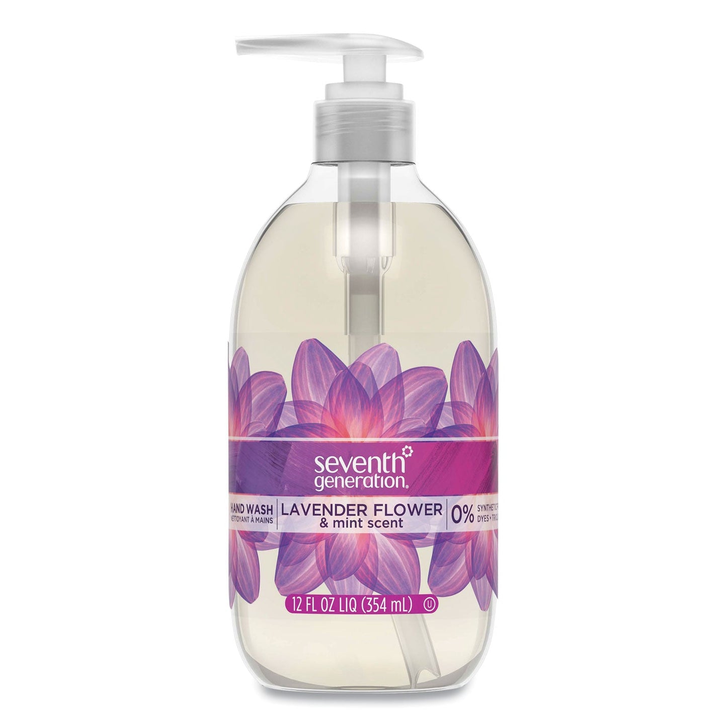 Seventh Generation Natural Hand Wash, Lavender Flower and Mint, 12 oz Pump Bottle, 8/Carton