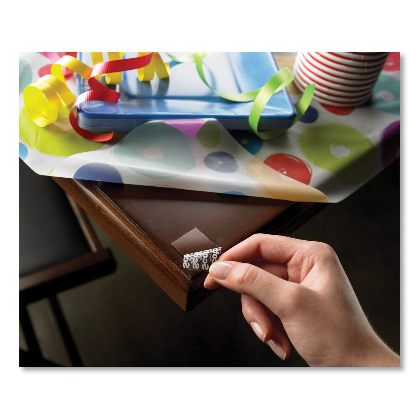 Scotch Restickable Mounting Tabs, Removable, Holds Up to 1 lb, 1 x 3, Clear, 6/Pack