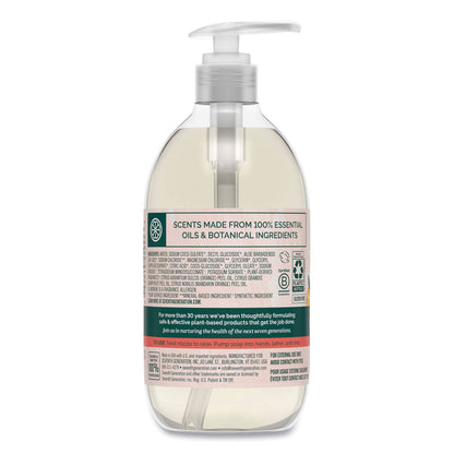 Seventh Generation Natural Hand Wash, Mandarin Orange and Grapefruit, 12 oz Pump Bottle, 8/Carton