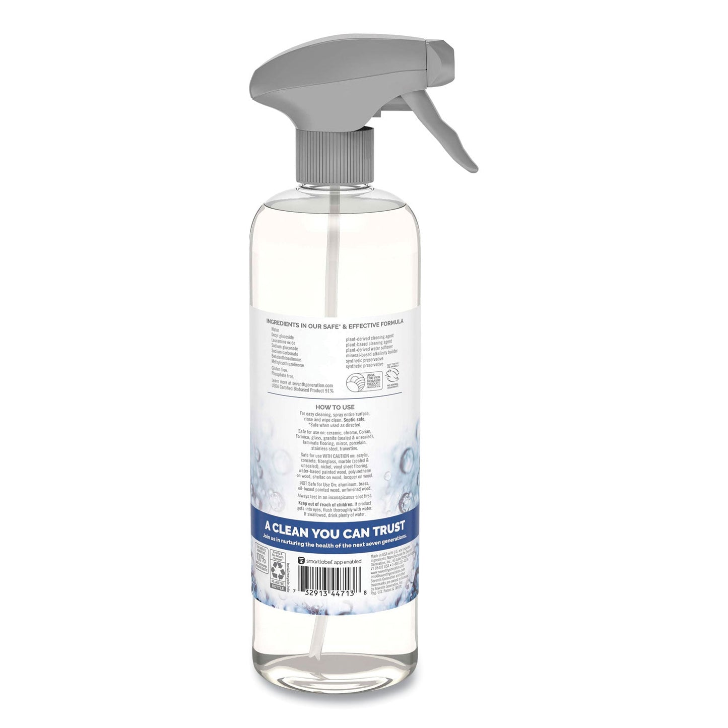 Seventh Generation Natural All-Purpose Cleaner, Free and Clear/Unscented, 23 oz Trigger Spray Bottle, 8/Carton