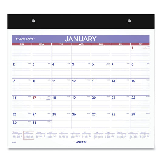AT-A-GLANCE Repositionable Wall Calendar, 15 x 12, White/Blue/Red Sheets, 12-Month (Jan to Dec): 2023
