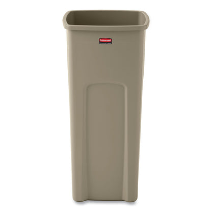 Rubbermaid Untouchable Square Waste Receptacle, Plastic, 23 gal, Beige