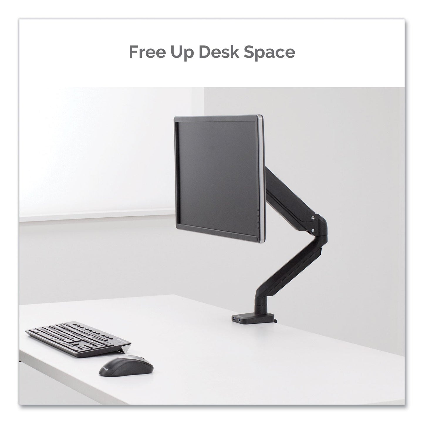 Fellowes Platinum Series Single Monitor Arm, For 30" Monitors, 360 deg Rotation, 180 deg Tilt, 360 deg Pan, Black, Supports 20 lb