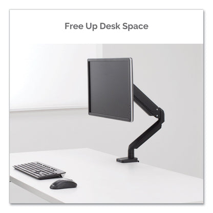 Fellowes Platinum Series Single Monitor Arm, For 30" Monitors, 360 deg Rotation, 180 deg Tilt, 360 deg Pan, Black, Supports 20 lb