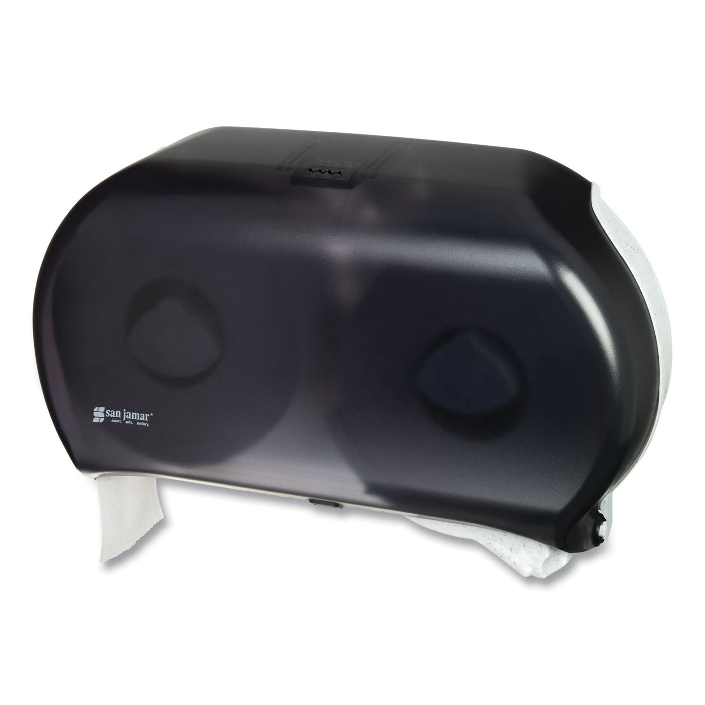 San Jamar Twin 9" Jumbo Tissue Dispenser, Classic, 19 x 5.25 x 12, Transparent Black Pearl