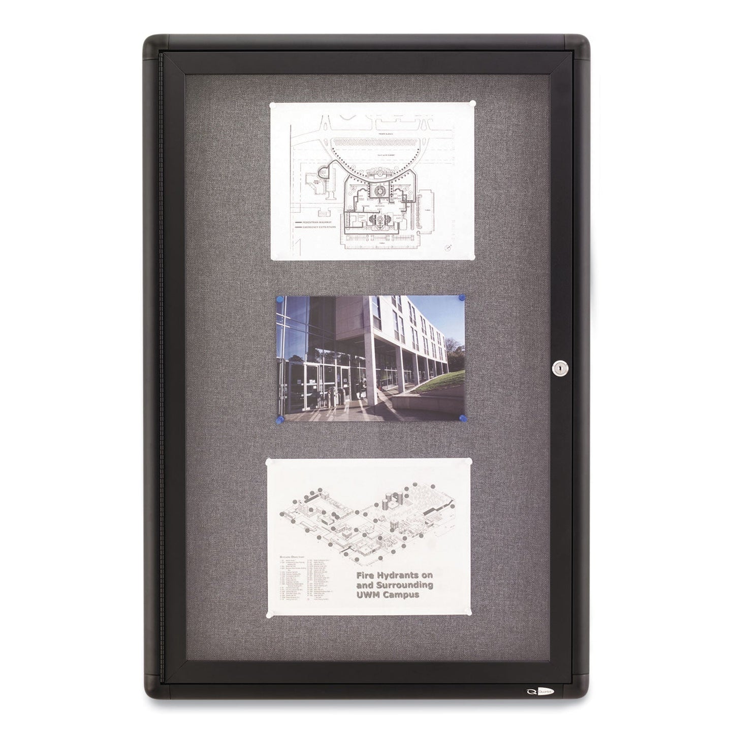 Quartet Enclosed Fabric-Cork Board, 24 x 36, Gray Surface, Graphite Aluminum Frame