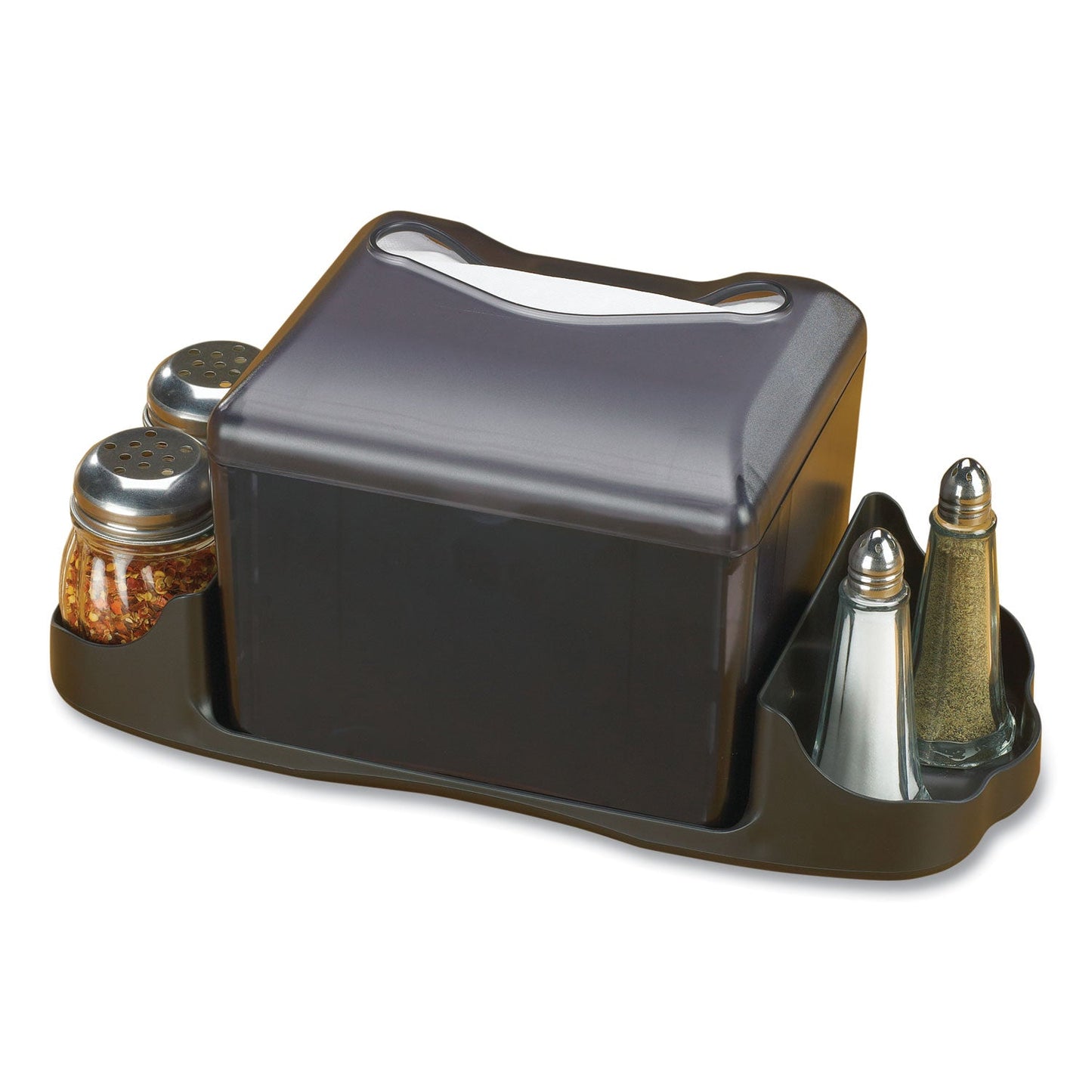 San Jamar Venue Napkin Dispenser with Advertising Inset, 6.5 x 6.13 x 6.9, Capacity: 200, Black